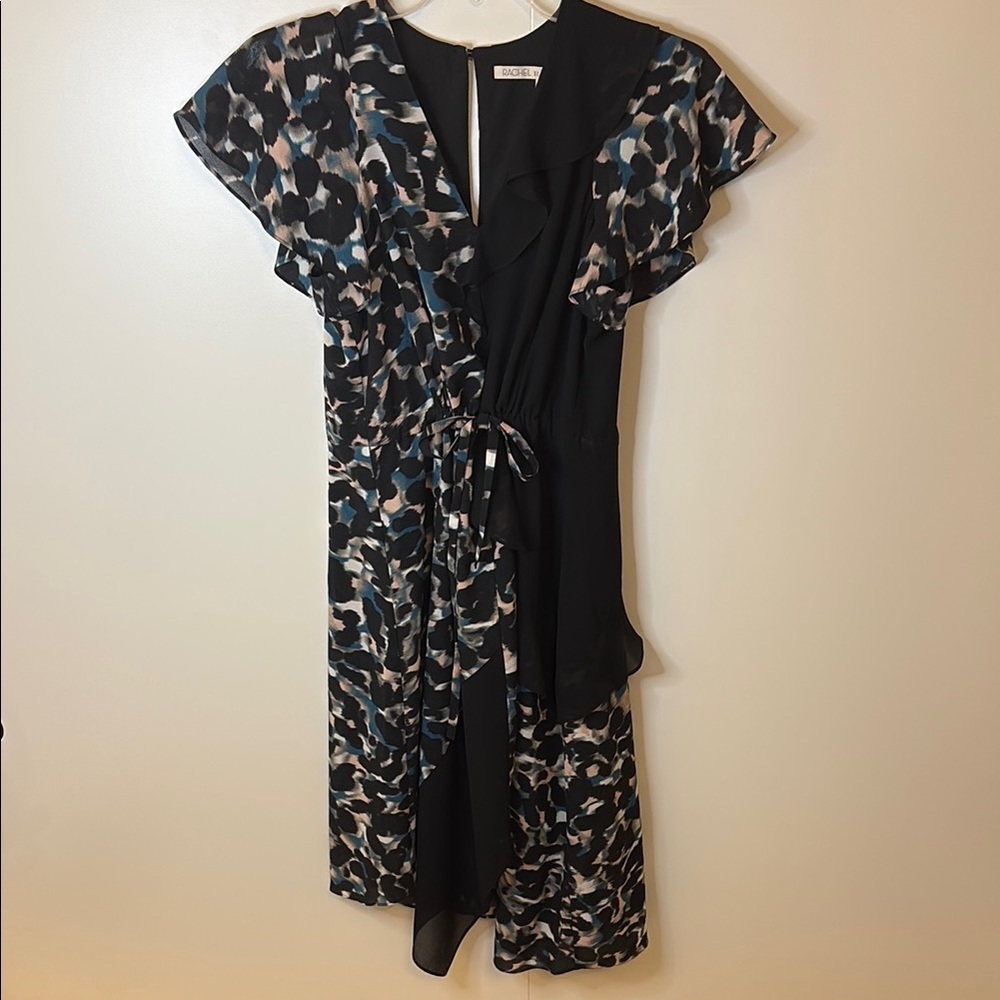 RACHEL Rachel Roy Black and White Asymmetrical Cinch Dress